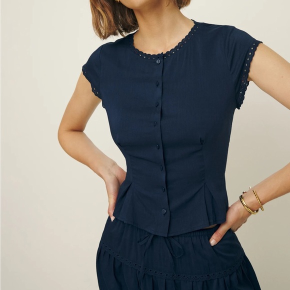 Reformation Valetta Two Piece in Navy *NEW* - Picture 2 of 6